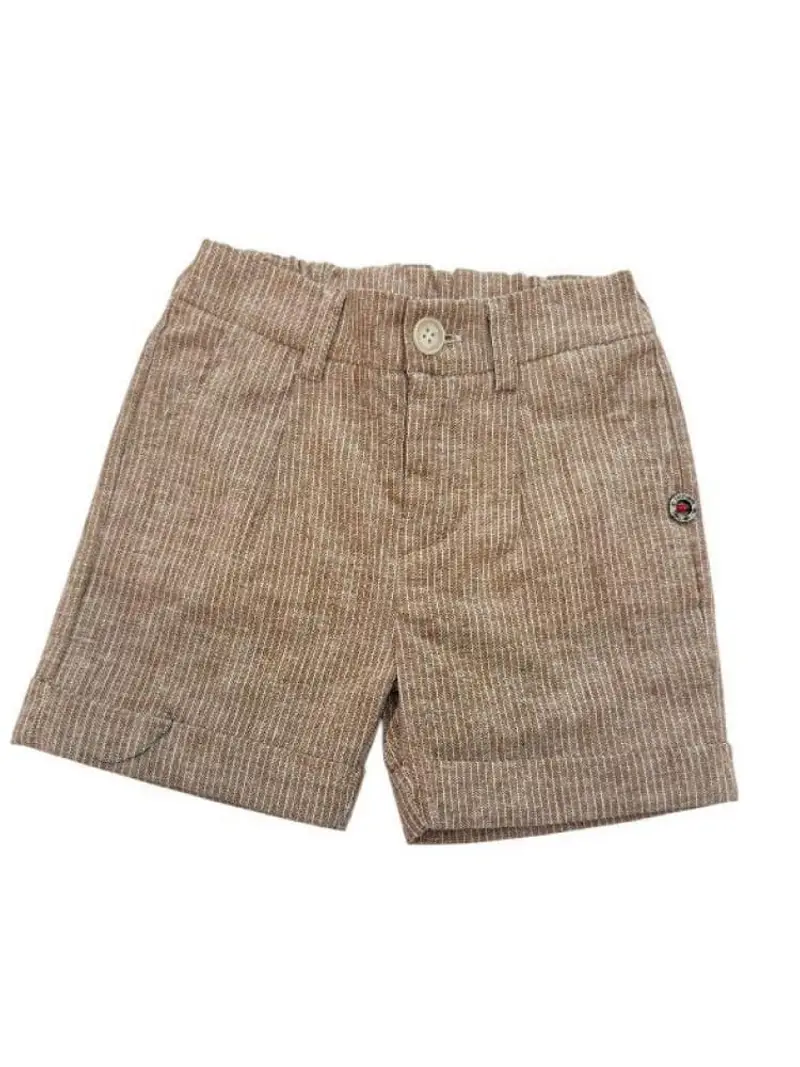 Please short marrone chiaro neonato in misto lino a righe