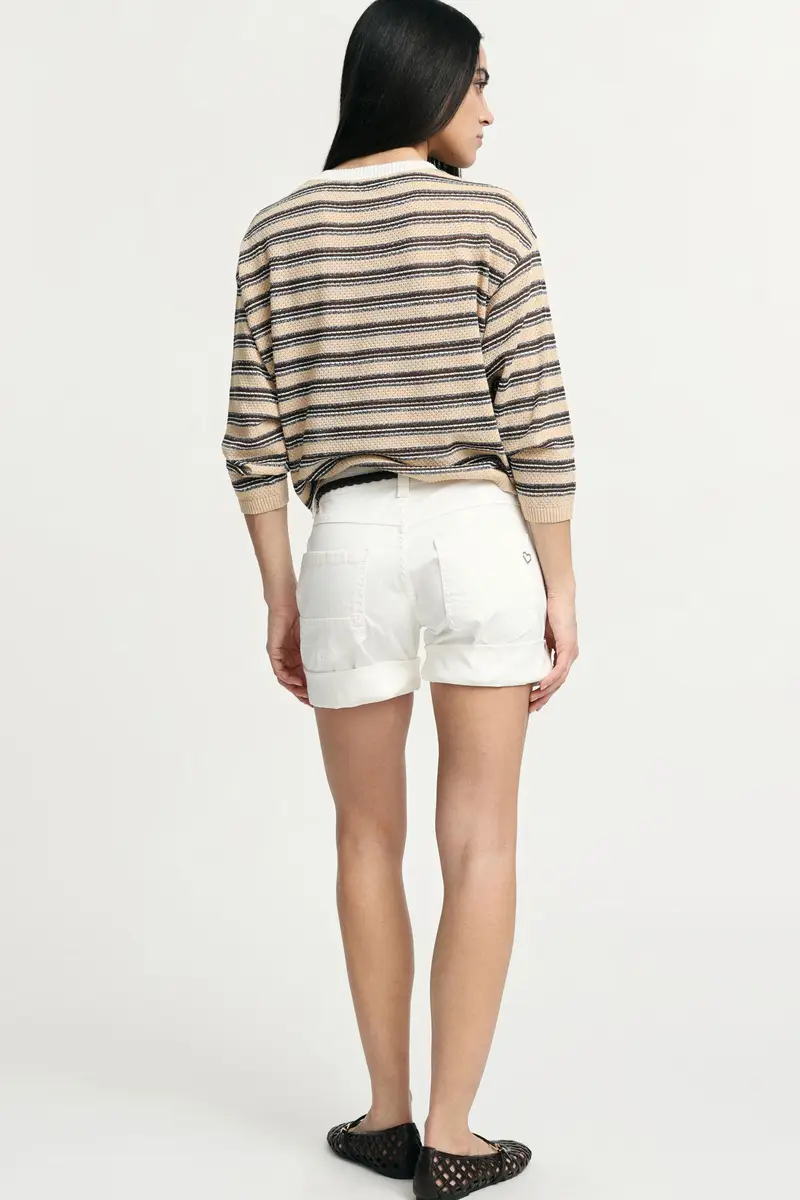 Short monocolour con cinque tasche e orli risvoltati Unbleached miniatura 3