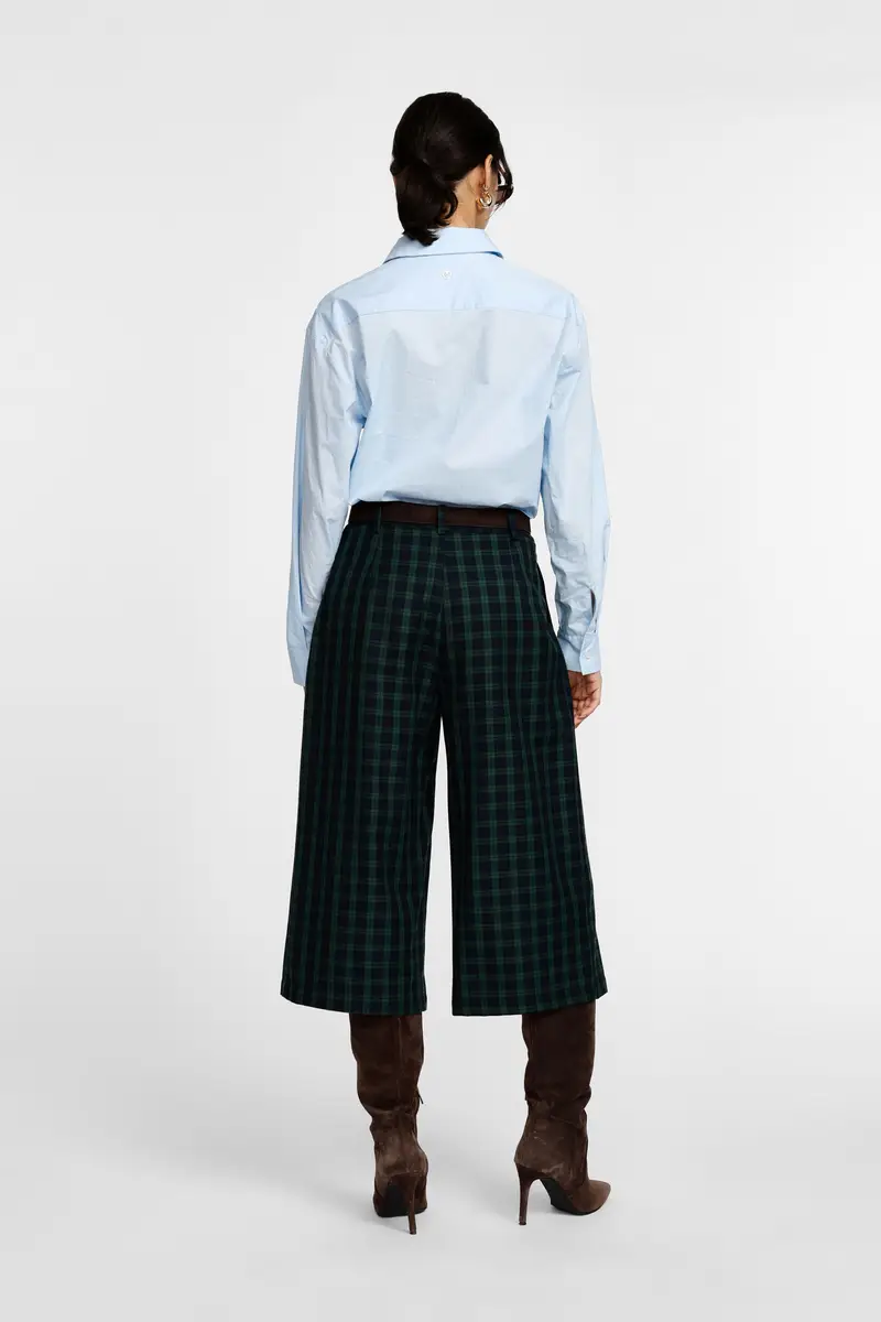 Shorts a quadri vita alta lunghezza al ginocchio Verde miniatura 3