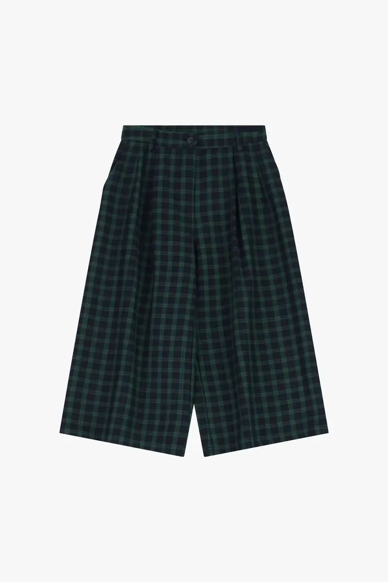 Shorts a quadri vita alta lunghezza al ginocchio Verde