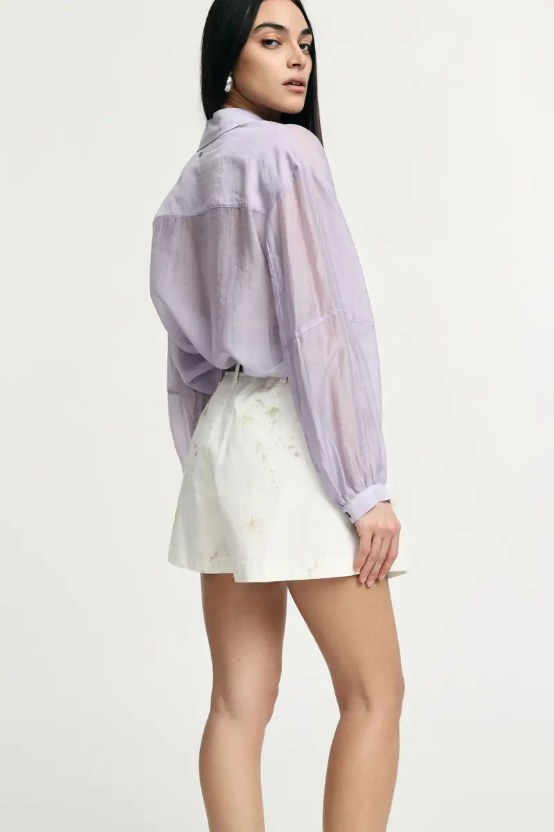 Shorts regular-fit con cintura e stampa delicata Panna miniatura 3