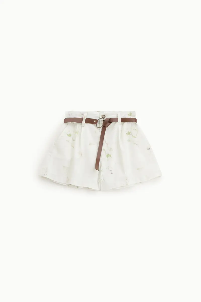 Shorts regular-fit con cintura e stampa delicata Panna