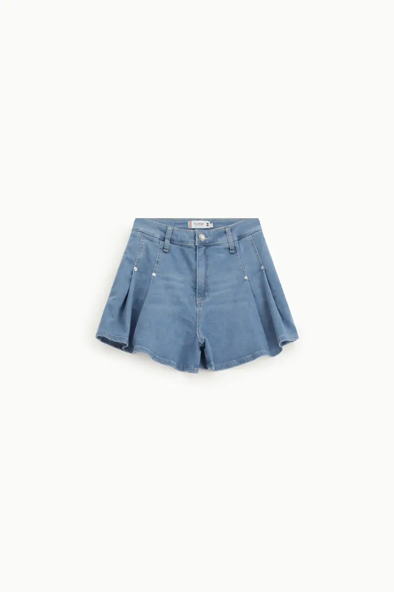 Shorts regular-fit con pinces e tasche frontali Blu denim