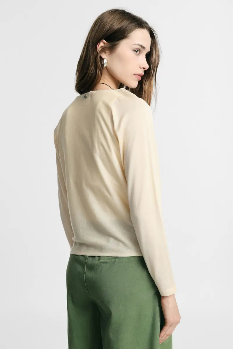 Sweater regular fit scollo barca manica lunga Beige miniatura 3