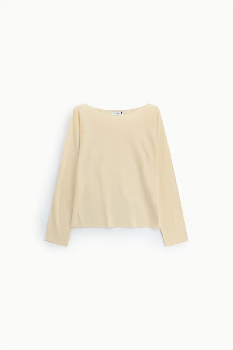 Sweater regular fit scollo barca manica lunga Beige