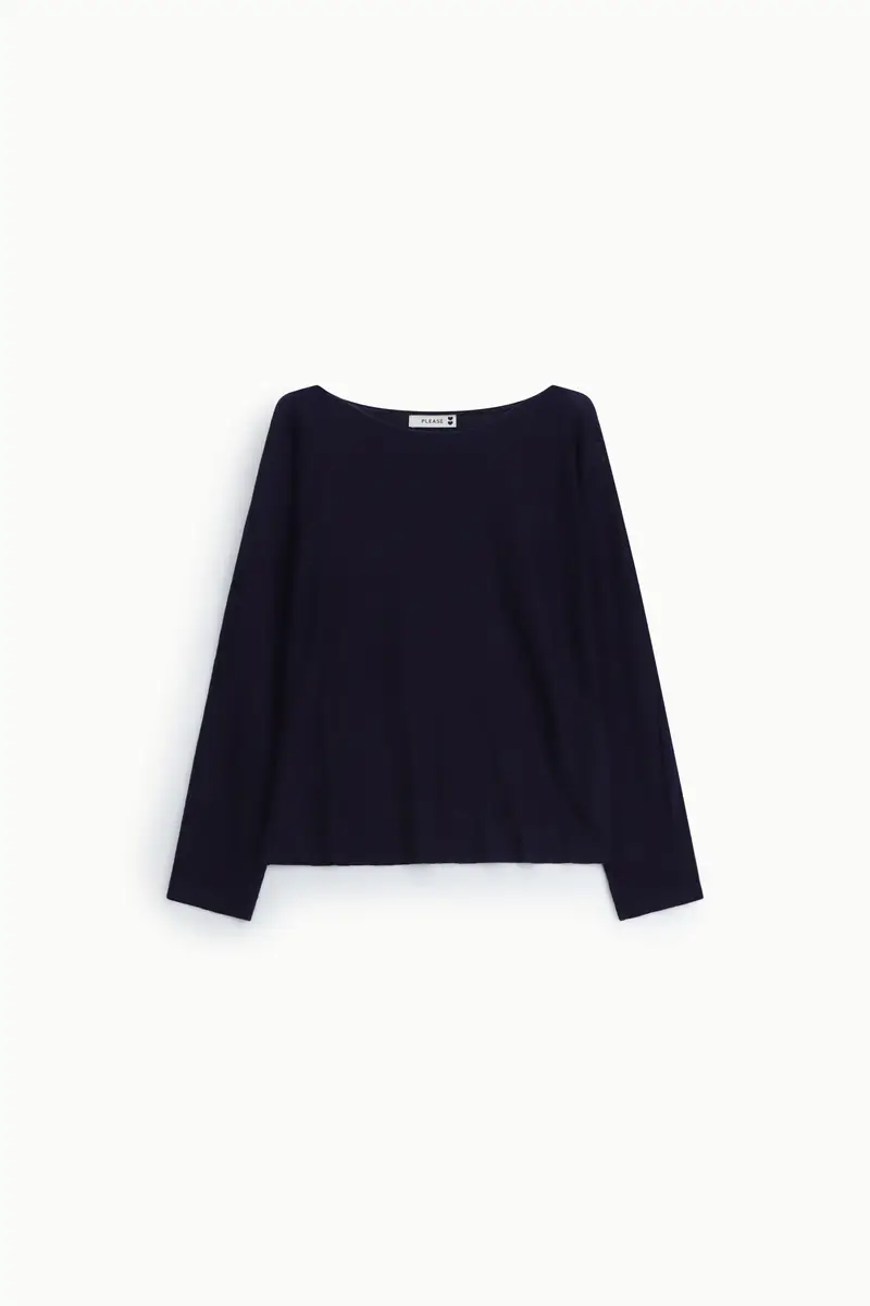 Sweater regular fit scollo barca manica lunga Blu