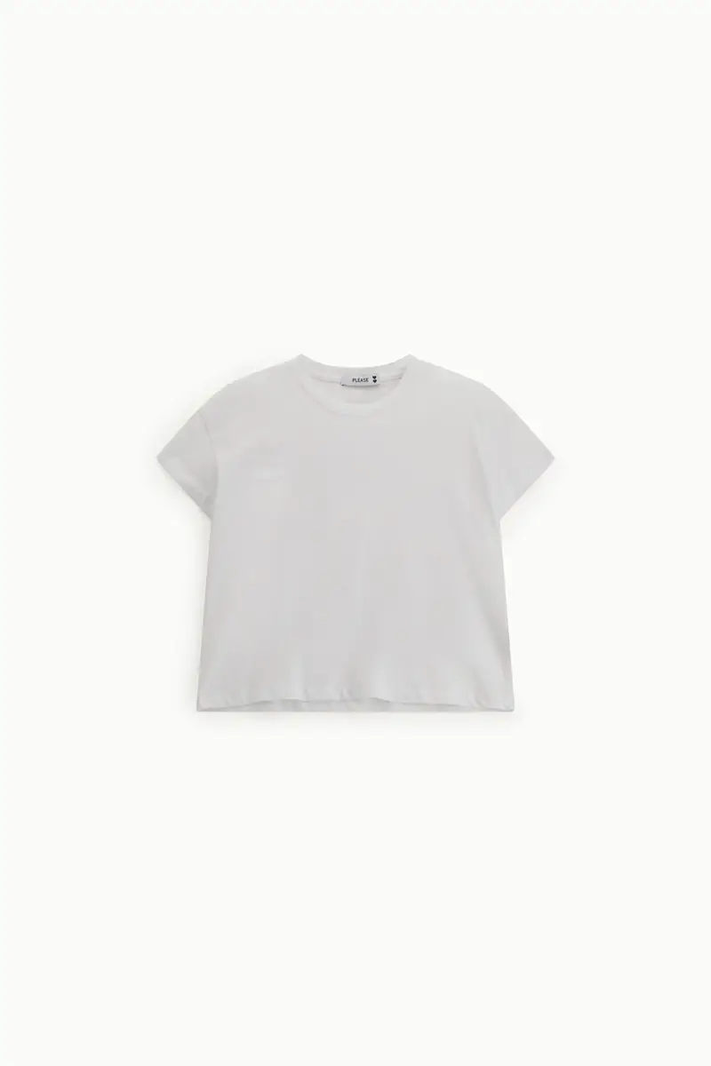 T-shirt cropped regular-fit girocollo a tinta unita Bianco