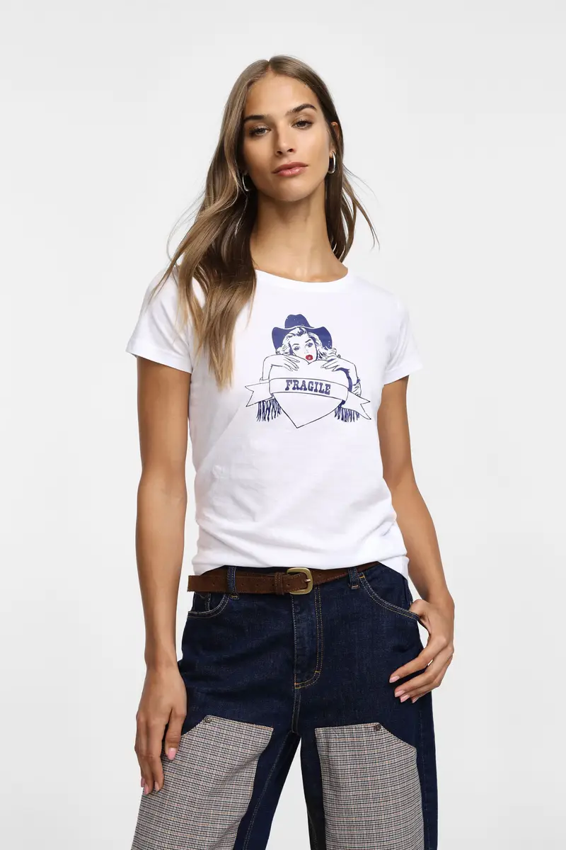 Please T-shirt Bianco 4145246 miniatura 2