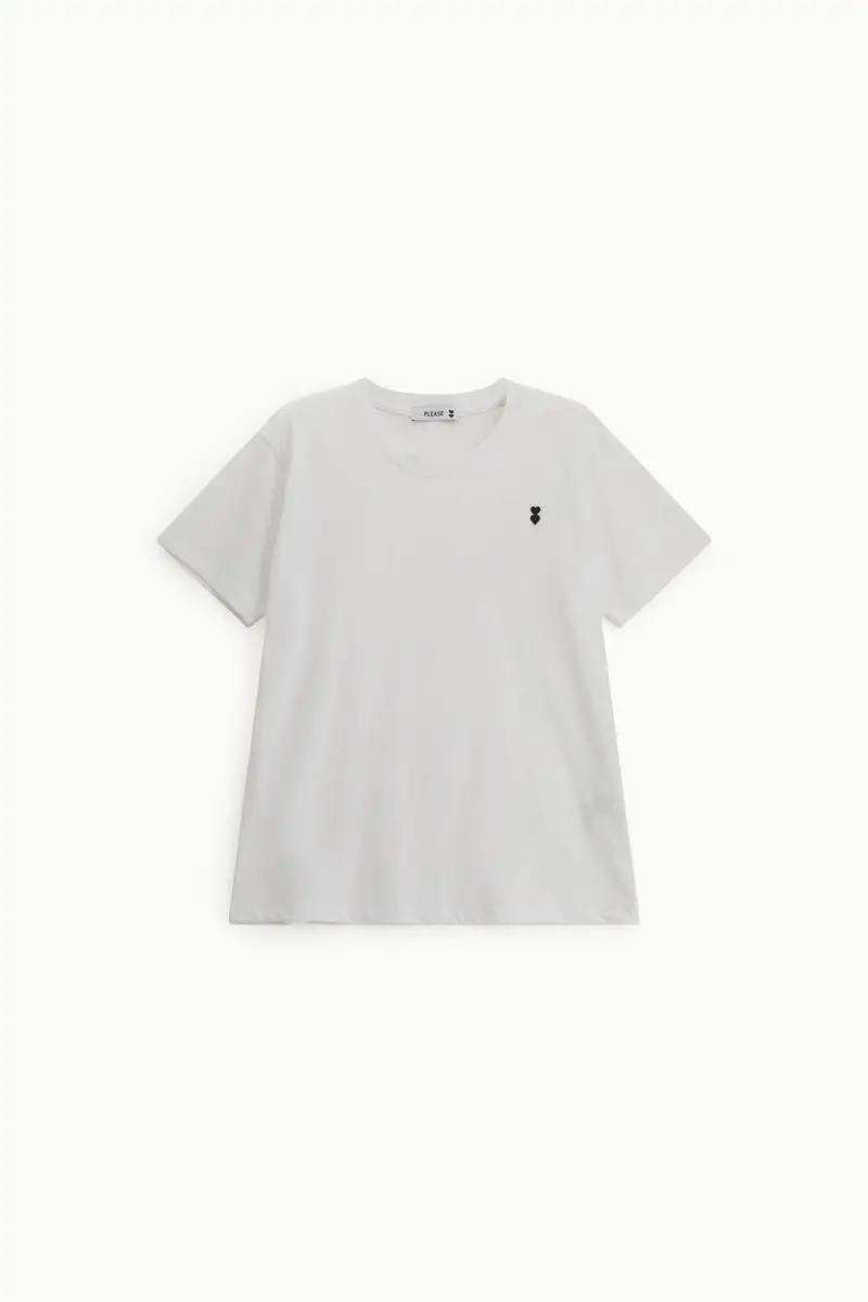 T-shirt regular-fit girocollo logo ricamato Bianco