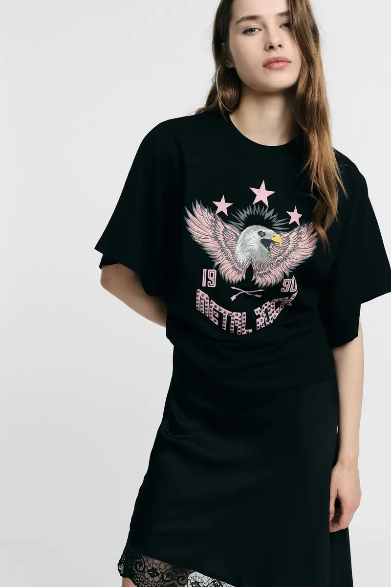 Please T-shirt Nero 4351505 miniatura 2