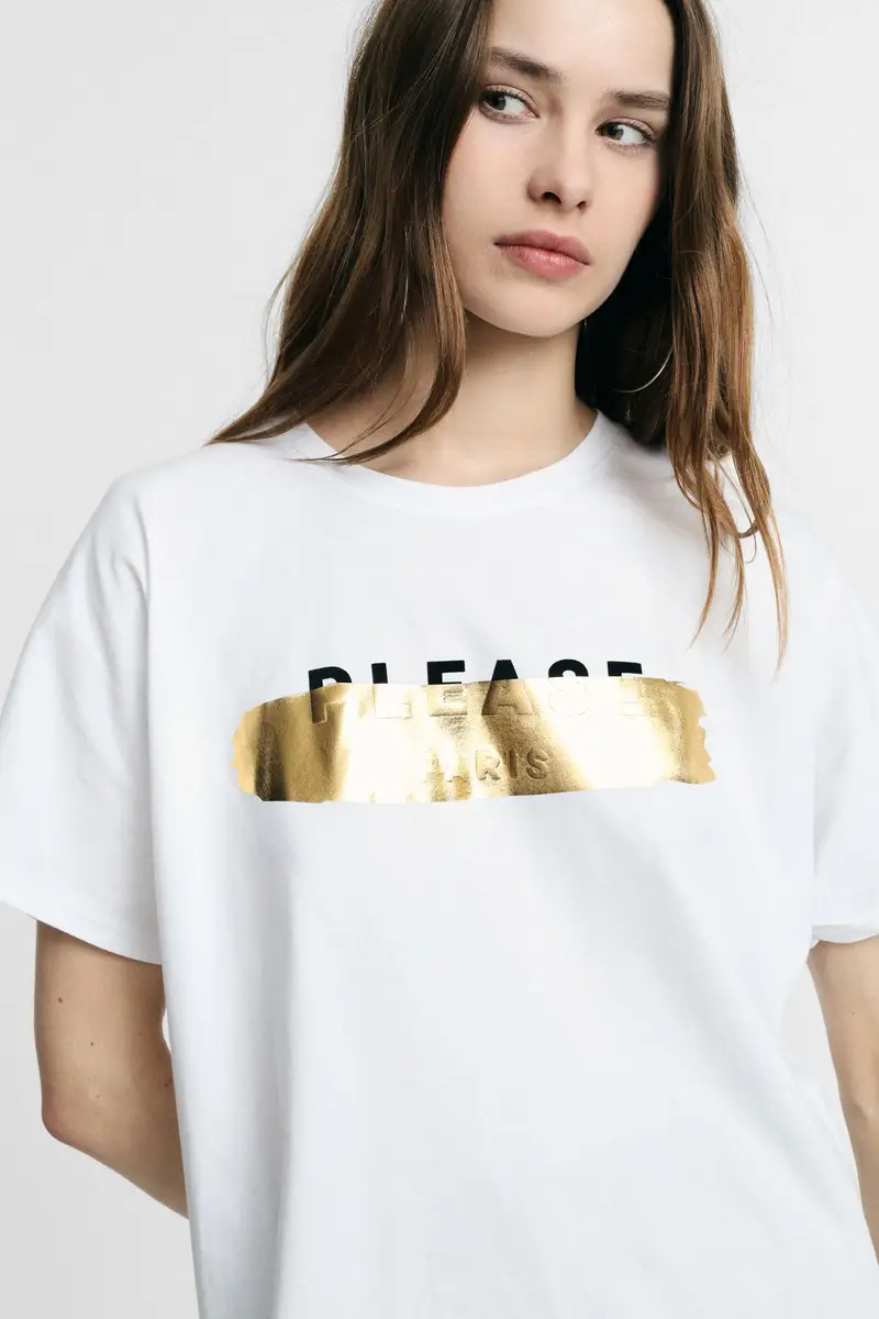 Please T-shirt Bianco 4351506 miniatura 2