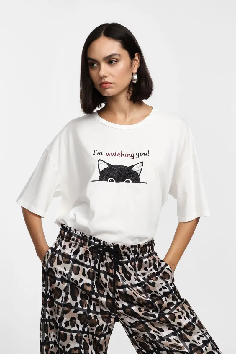 Please T-shirt Bianco 3566010 miniatura 2