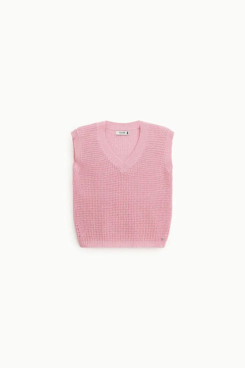 Top a maglia senza maniche con scollo a v Lilla