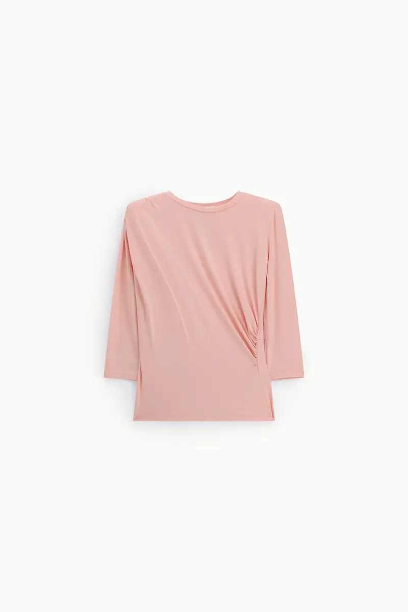 Top con manica 3/4 arricciatura laterale Rosa