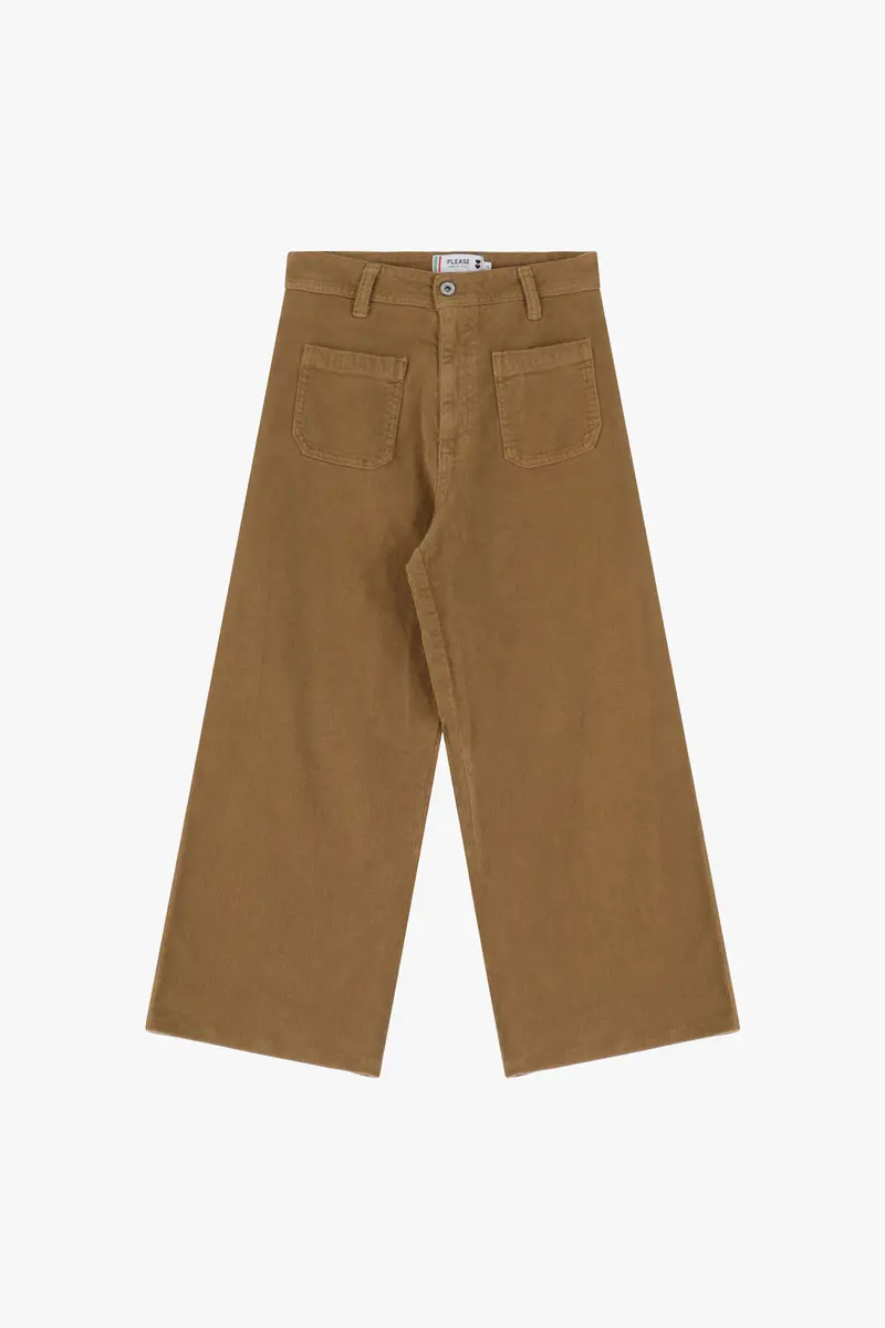 Trousers ampi cropped con tasche applicate Bronze brown