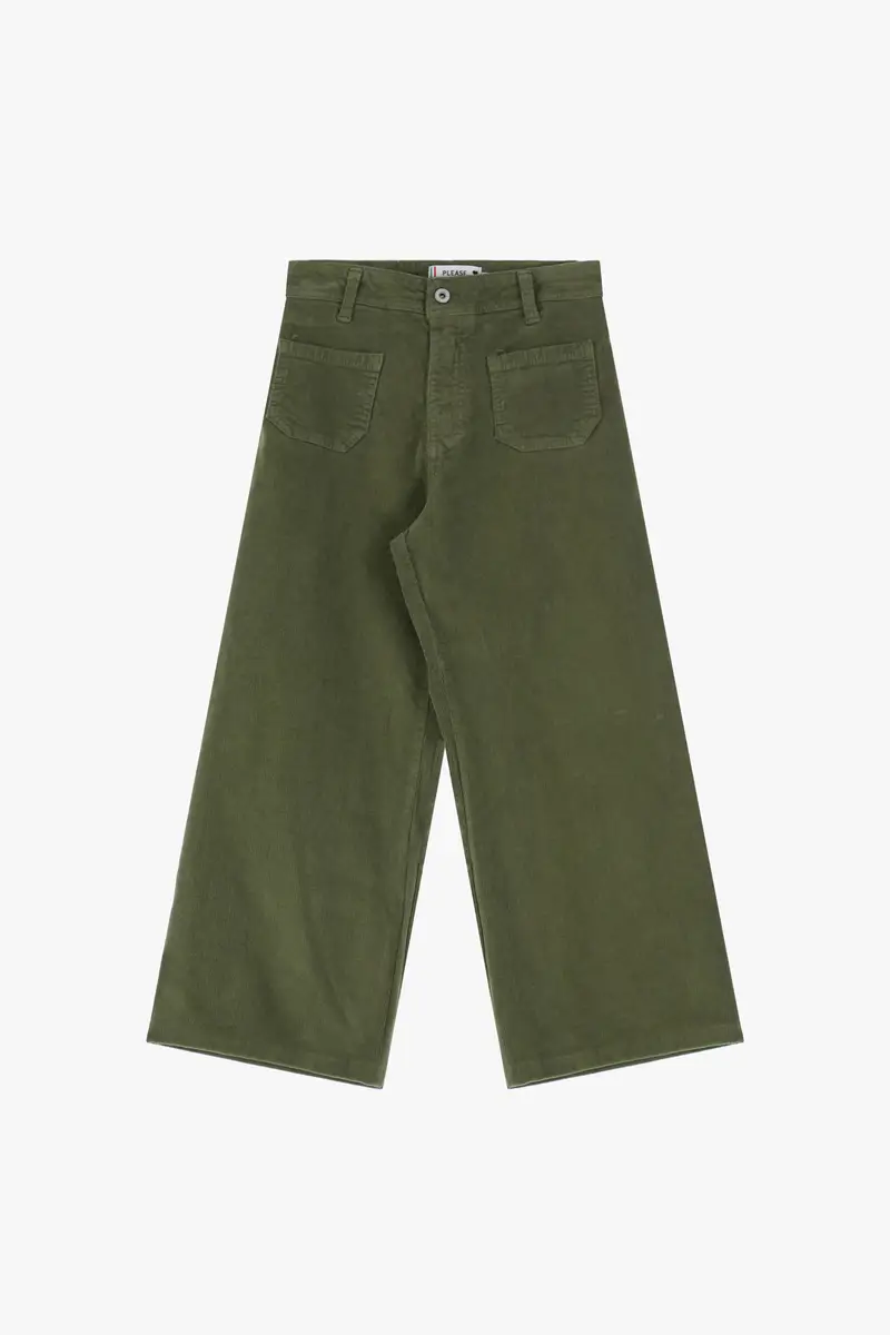Trousers ampi cropped con tasche applicate Sea kelp