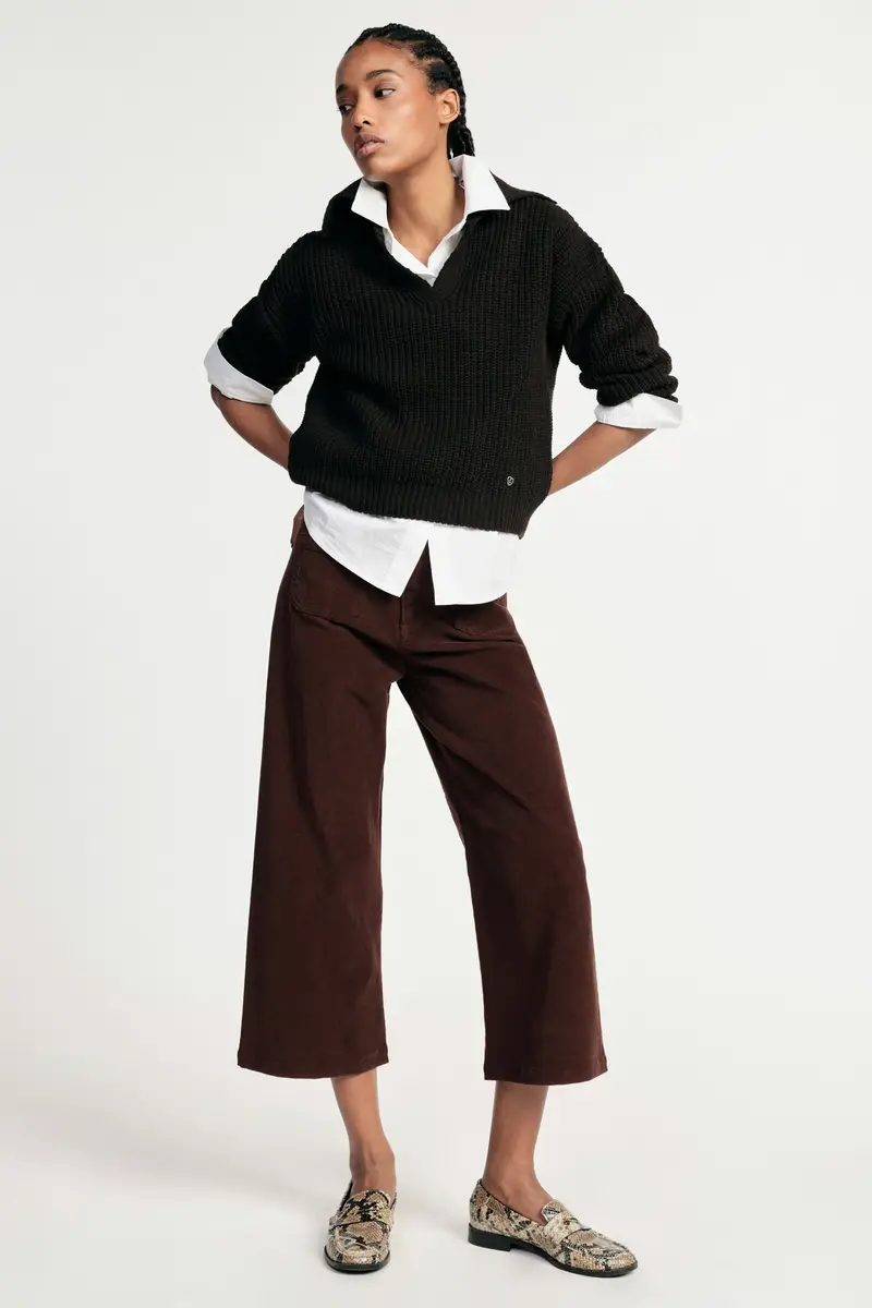 Trousers ampi cropped con tasche applicate Sepia miniatura 2