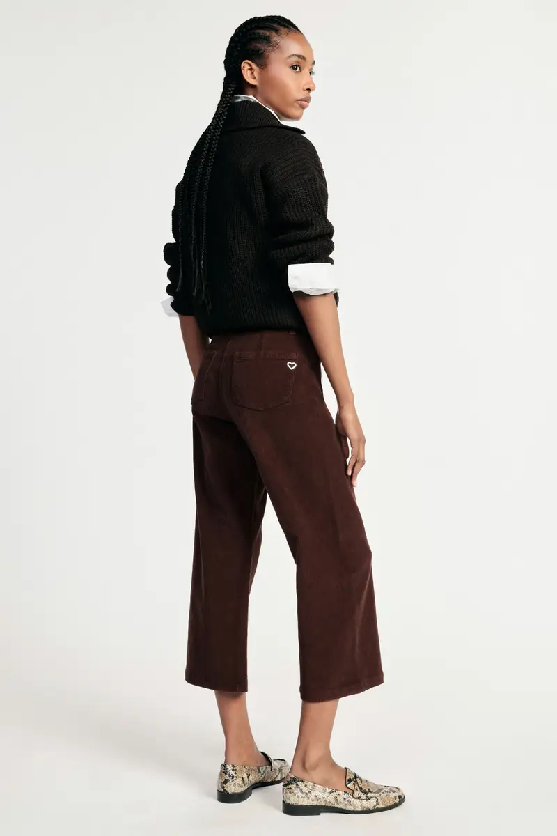 Trousers ampi cropped con tasche applicate Sepia miniatura 3