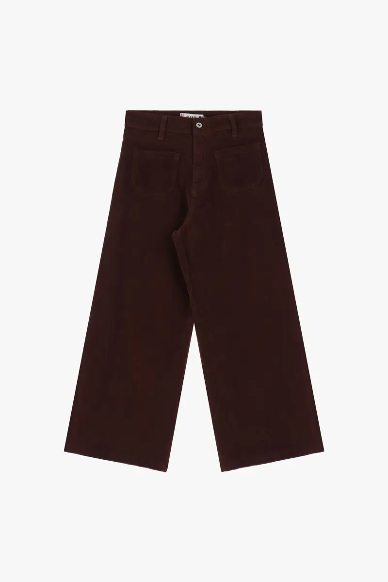 Trousers ampi cropped con tasche applicate Sepia