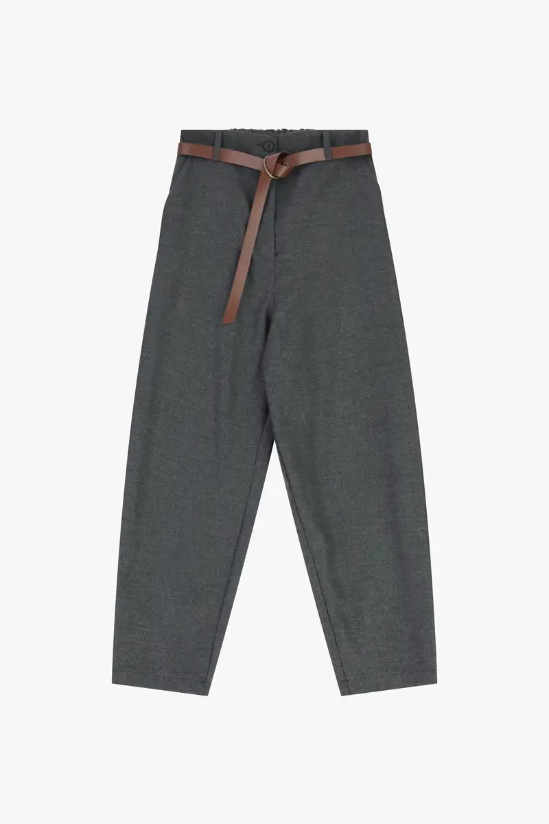 Trousers cropped con cintura e vita alta Grigio medio