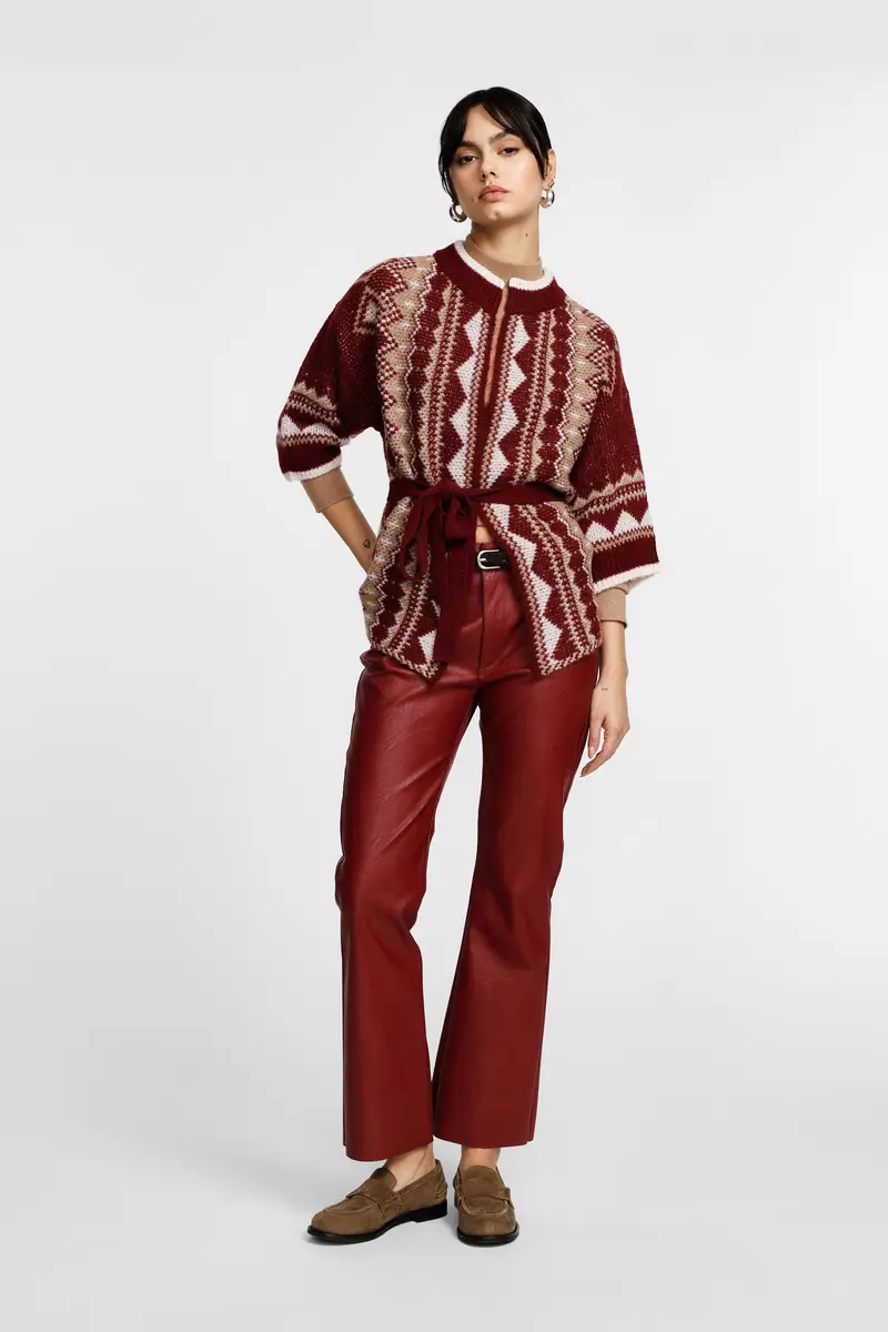 Trousers five tasche effetto pelle gamba dritta Mattone miniatura 2