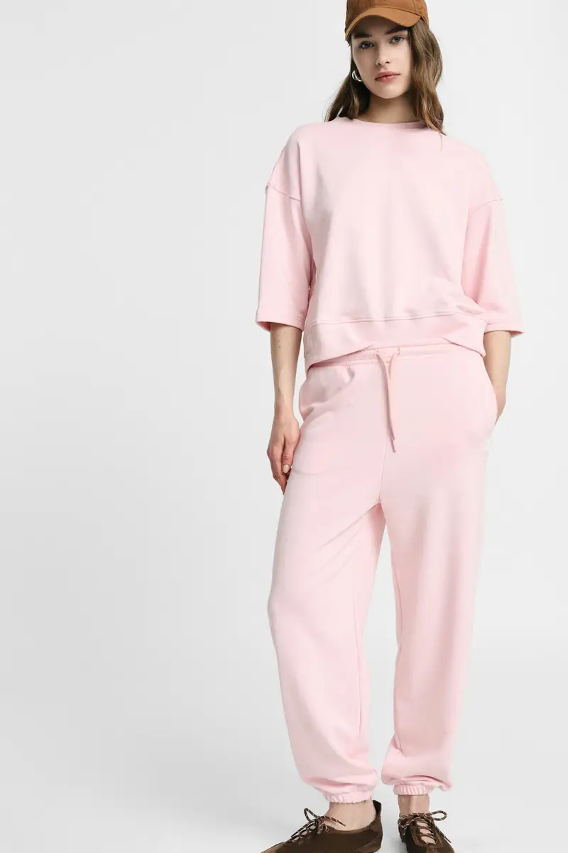 Trousers jogging fit con fondo elasticizzato Rosa miniatura 2