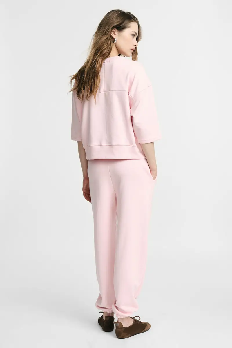 Trousers jogging fit con fondo elasticizzato Rosa miniatura 3