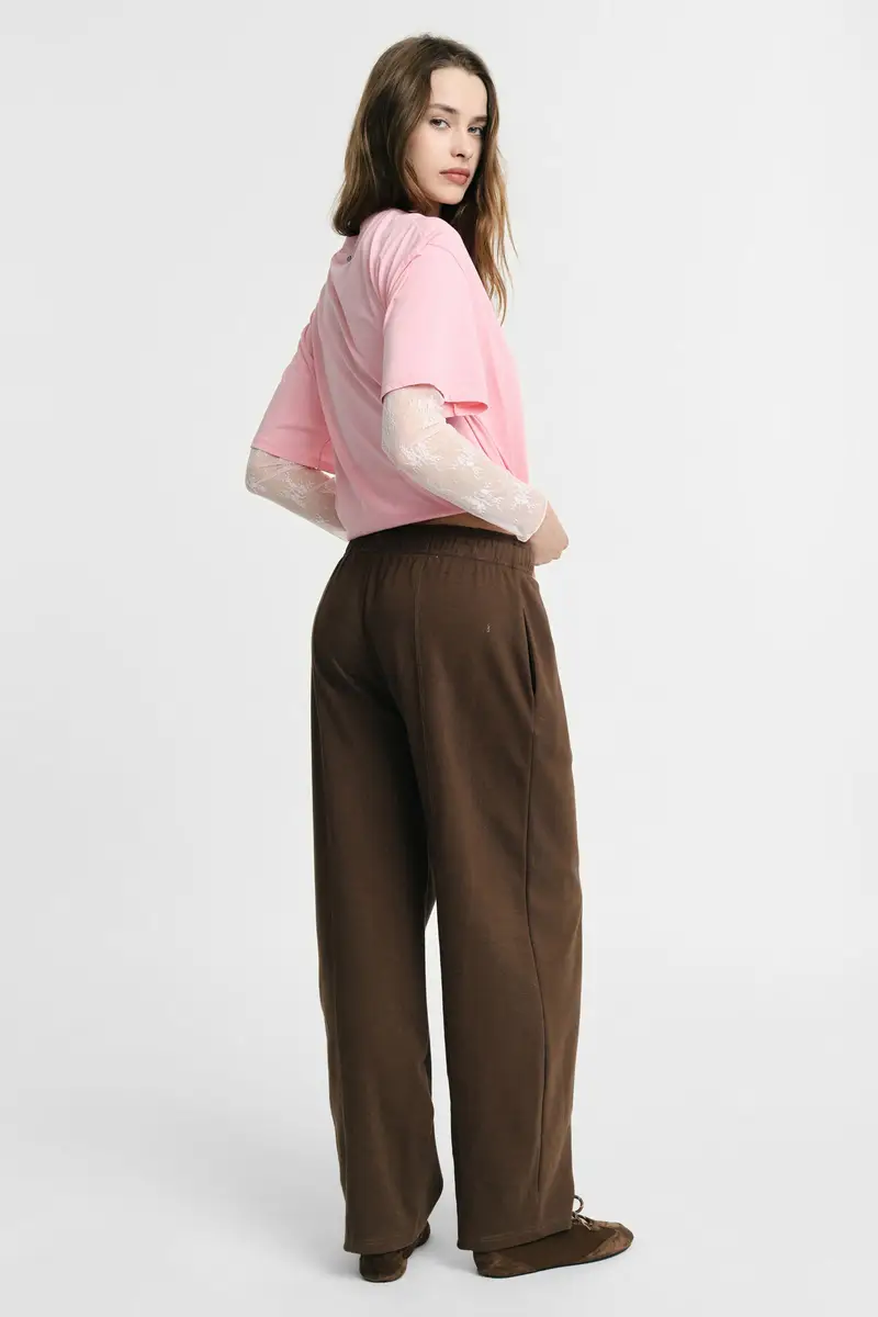 Trousers jogging fit vita alta con cuciture Moro miniatura 3