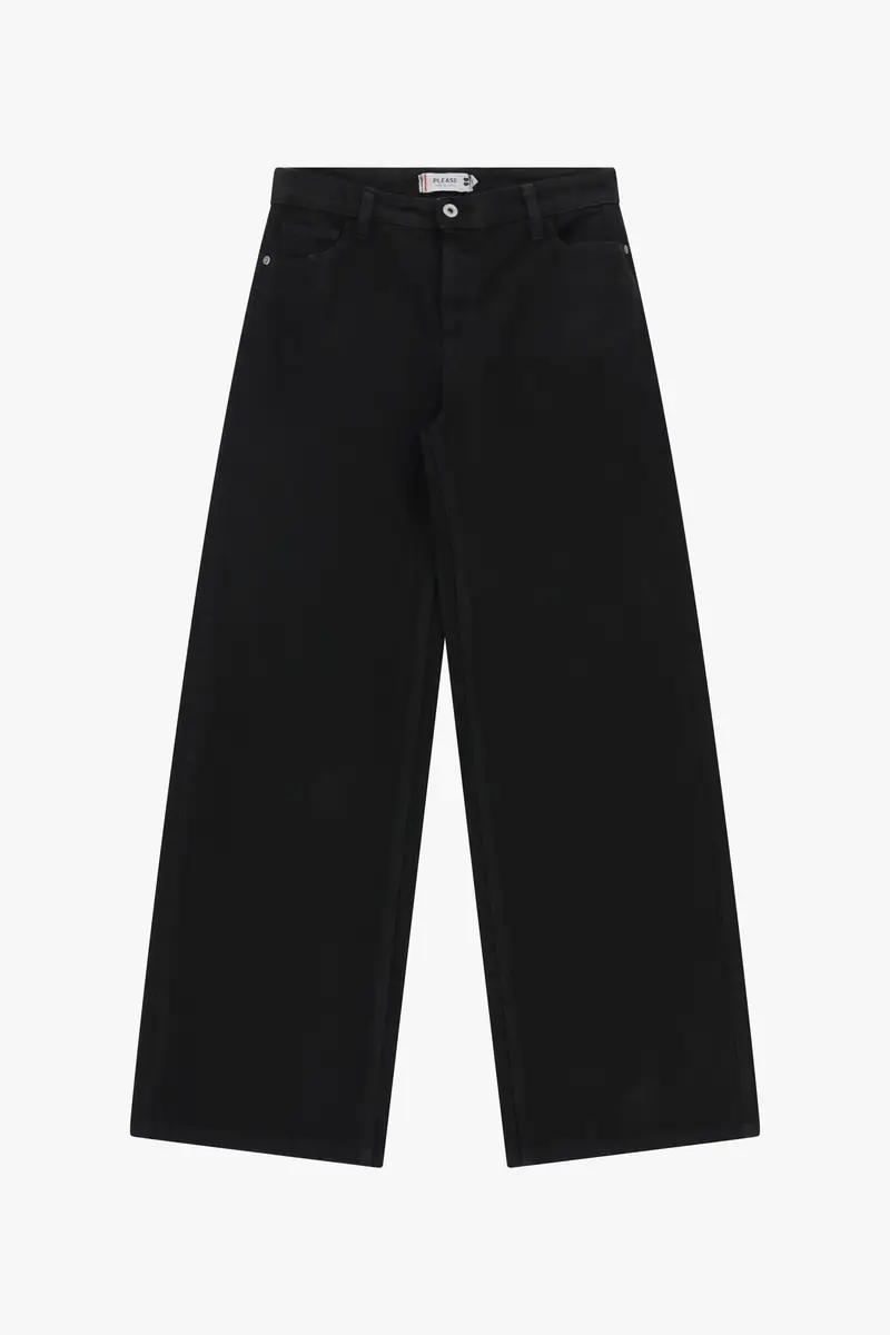 Trousers palazzo vita alta cinque tasche Nero