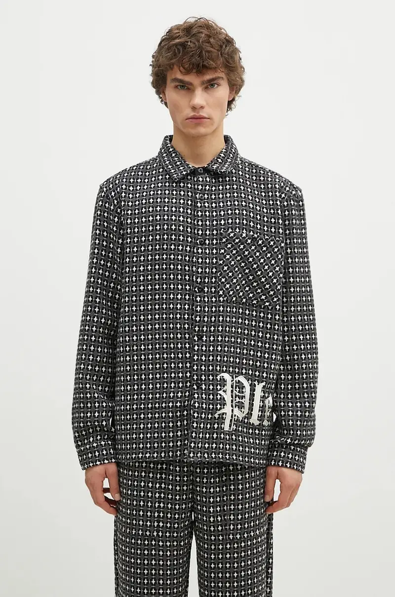 camicia in misto lana Cross Work Shirt colore grigio P24F036