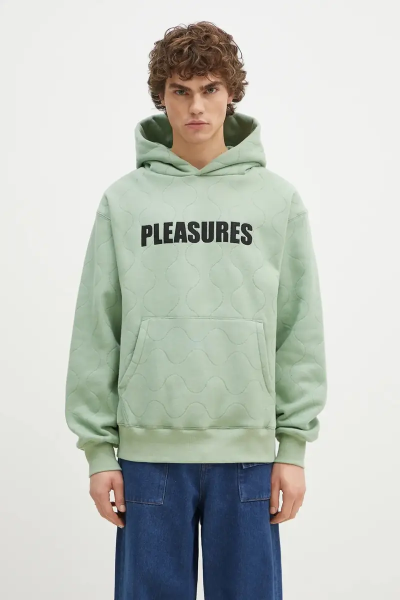 felpa Wave Quilted uomo colore turchese con cappuccio con applicazione P24W007