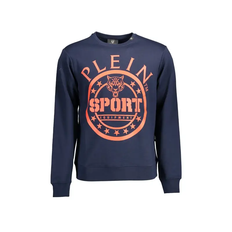 Plein Sport Felpa Maniche Lunghe Uomo Blu con Stampa