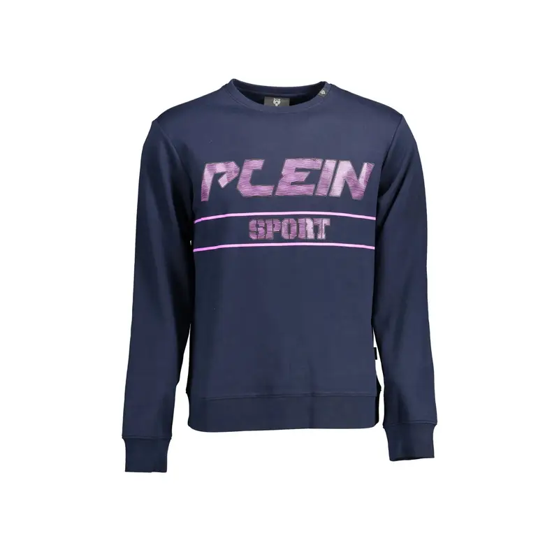 Plein Sport Felpa Maniche Lunghe Uomo Blu con Stampa Logo