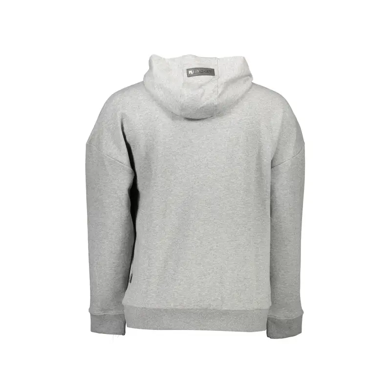 Felpa Maniche Lunghe Uomo Grigia Cappuccio Logo Grigio miniatura 2