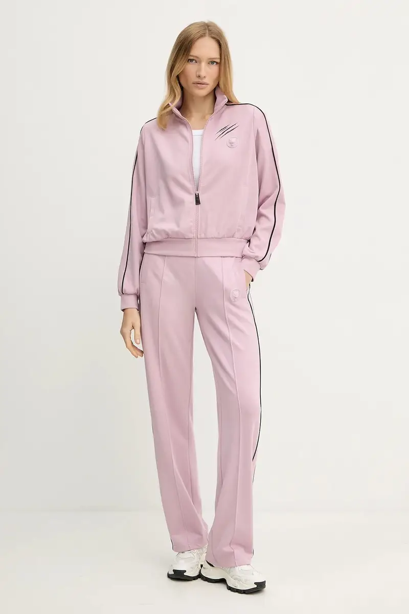 pantaloni tuta donna colore rosa con applicazione FAEC WJT2152 STE003N miniatura 2