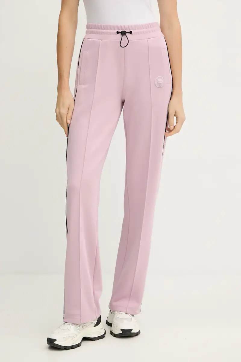 pantaloni tuta donna colore rosa con applicazione FAEC WJT2152 STE003N