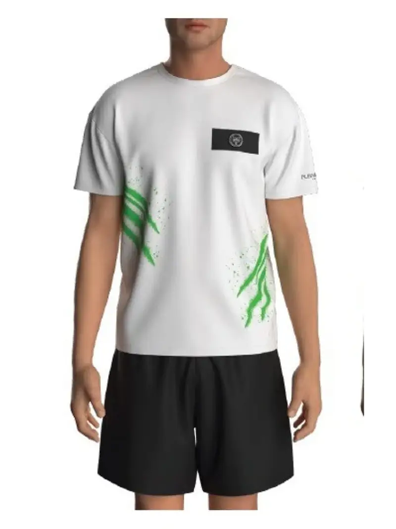 Plein Sport tshirt bianca uomo con dettaglio verde logo sul petto