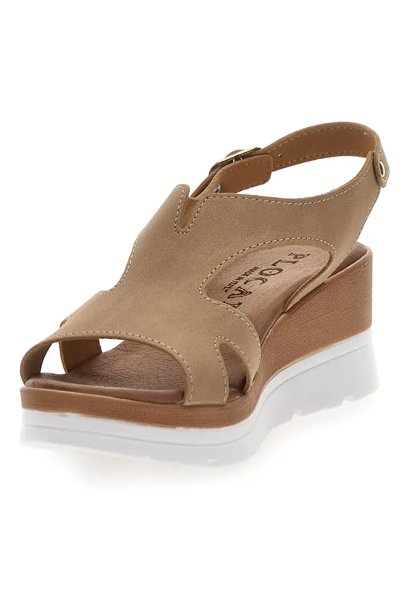 Sandali Beige con Zeppa Bianca e CInturino PLOCADI 11074113 [BEIGE] miniatura 3