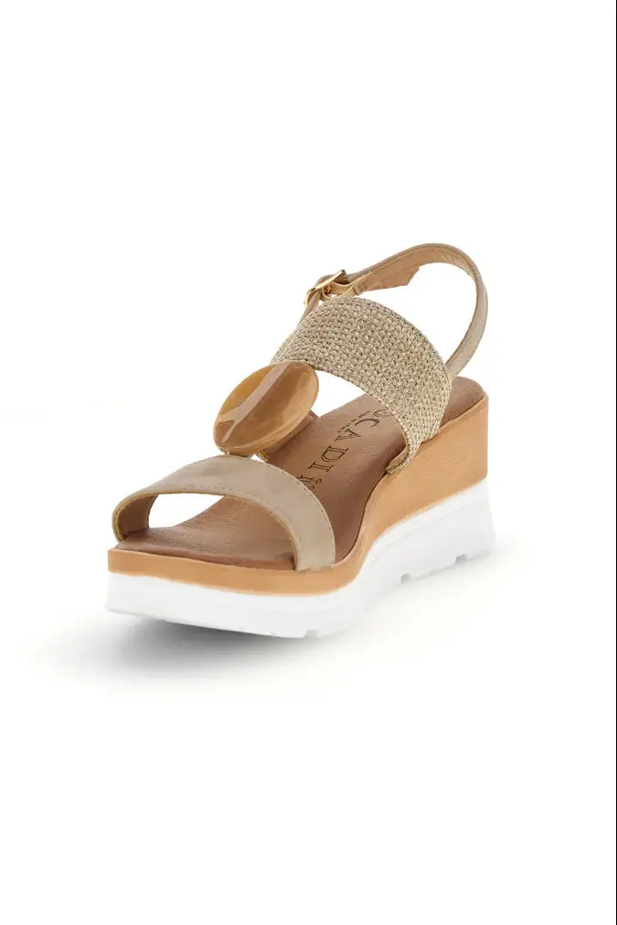 Sandali beige con zeppa e cinturino Plocadi 11075116 [BEIGE] miniatura 3
