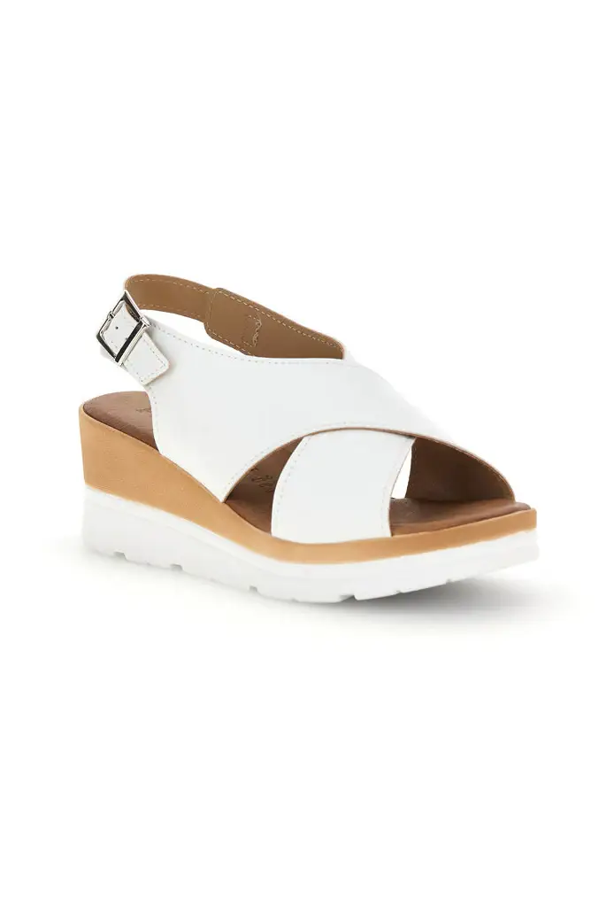 Sandali bianchi con zeppa e fasce incrociate Plocadi 1107704 [BIANCO] miniatura 2