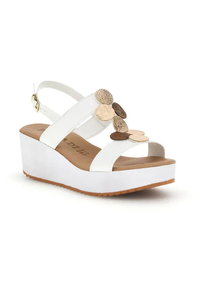 Sandali bianchi con zeppa e forme geometriche Plocadi 363033 [BIANCO] miniatura 2