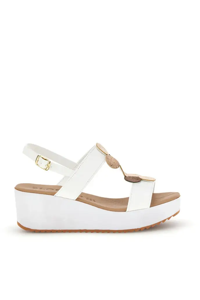 Sandali bianchi con zeppa e forme geometriche Plocadi 363033 [BIANCO]