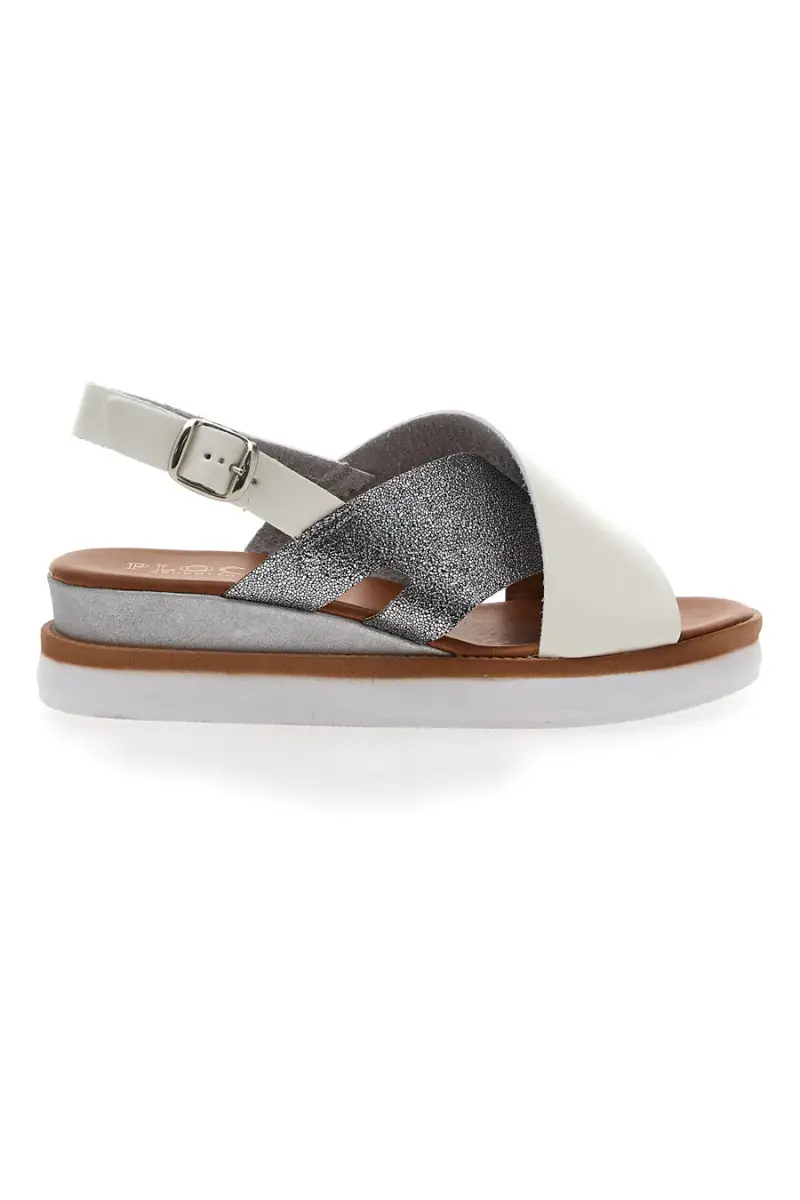 Sandali Bianchi e Argento Con Platform Plocadi 3004 [BIANCO