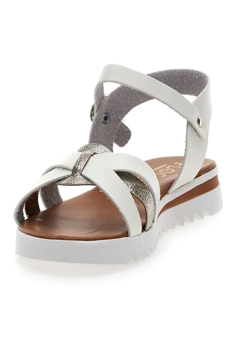 Sandali Bianchi e Platino con Fasce Incrociate e Cinturino Plocadi 003 [BIANCO miniatura 3