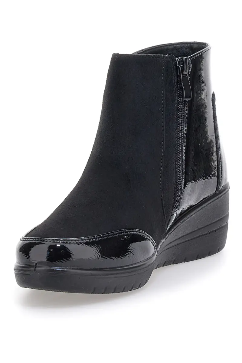 Tronchetti neri con dettagli verniciati e zeppa Plocadi MINA1706 [NERO] miniatura 3