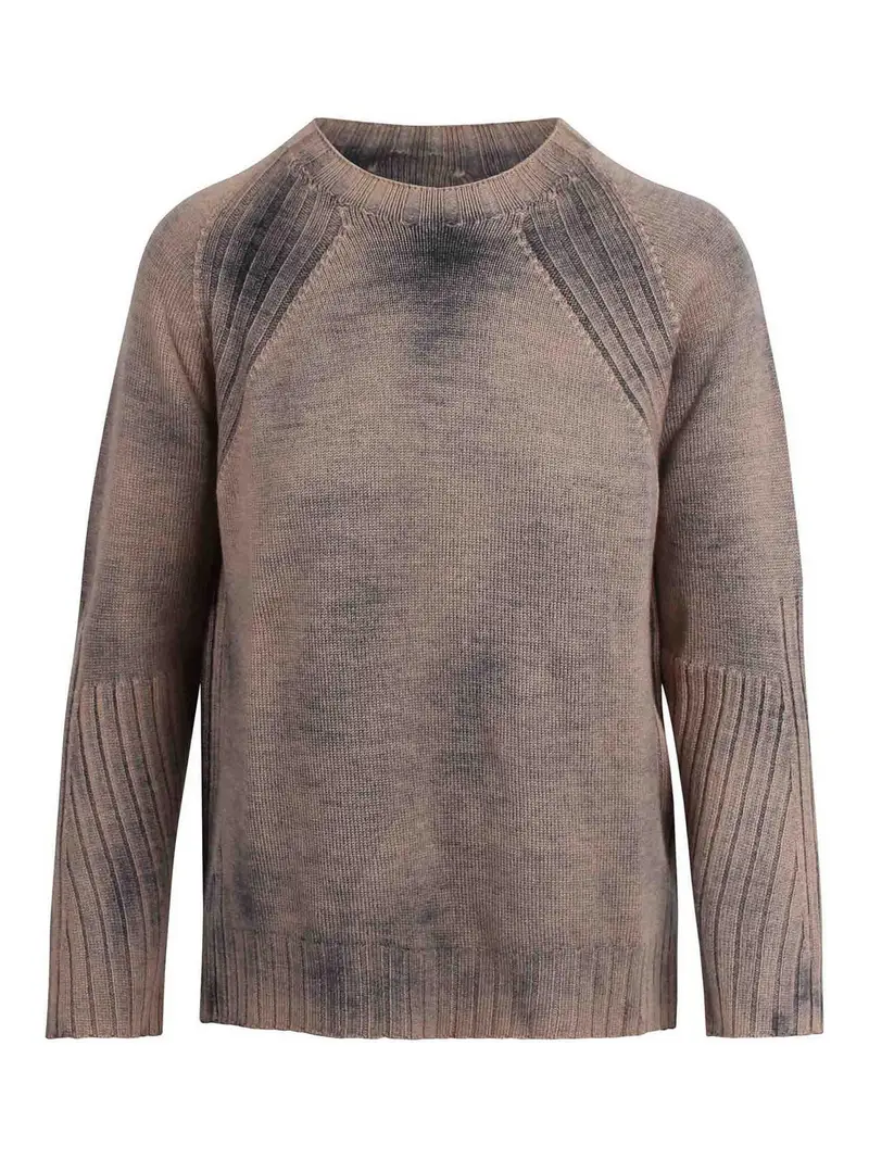 Maglione Girocollo Effetto Vintage Beige