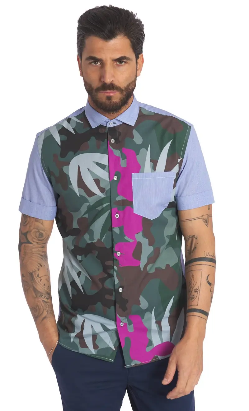 Camicia pmds mezza manica camouflage, colore militare