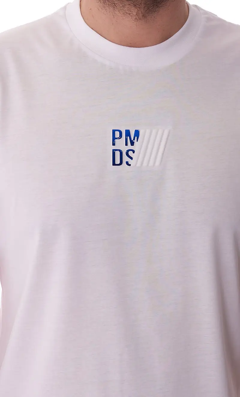T-shirt pmds bianca con logo in rilievo, colore bianco miniatura 2