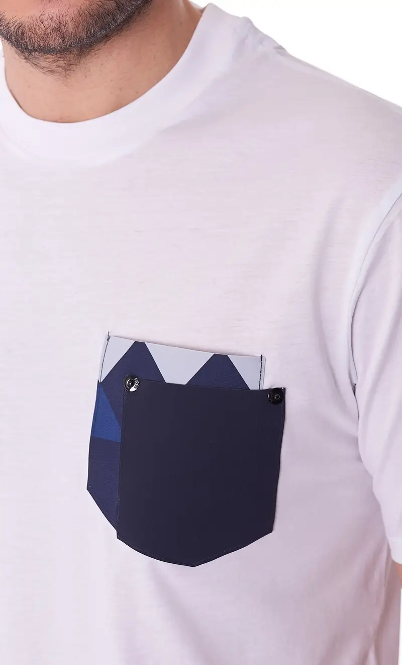 T-shirt pmds bianca con taschino, colore bianco miniatura 2