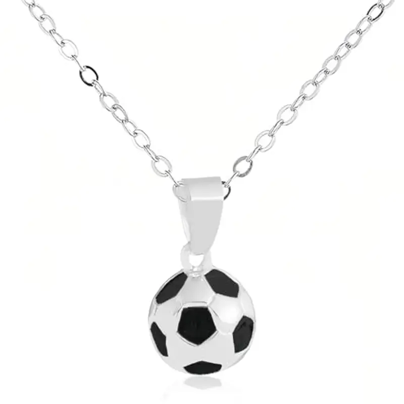 PNPGDYK Collana con ciondolo da calcio, Collana da Calcio con Ciondolo in Acciaio Inossidabile, Gioiello per Ragazzi con Catena, Catena da calcio per compleanno, laurea